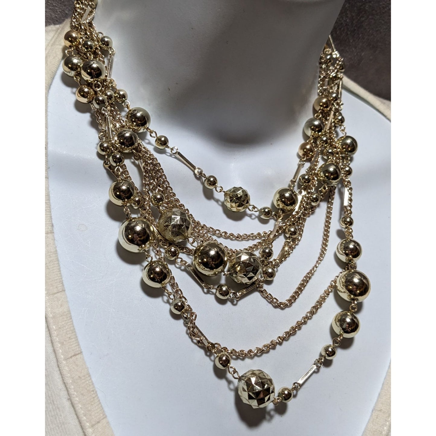 Vintage Multilayer Glam Gold Beaded Chain Necklace