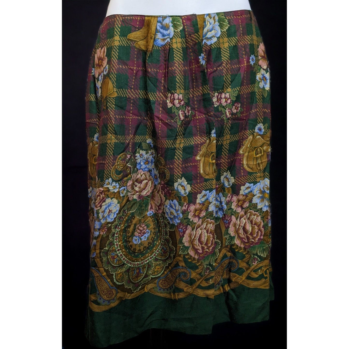 Vintage JG Hook Floral Plaid Skirt