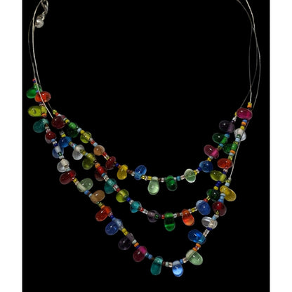 Candycore Multilayer Rainbow Glass Drop Necklace