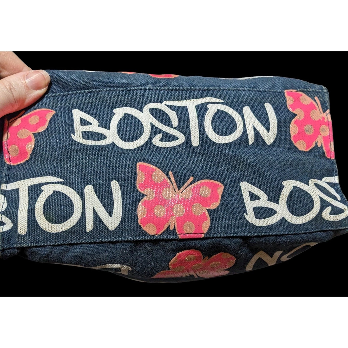 Robin Ruth Blue Butterfly Boston Zipper Tote