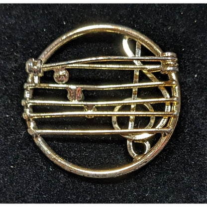Vintage Treble Clef Music Notes Gold Tone Brooch