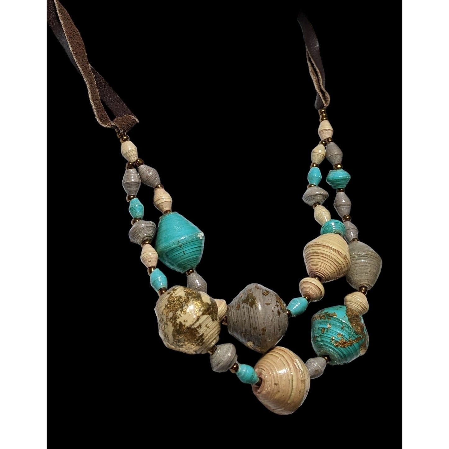 Bohemian Beaded Gold Flake Necklace