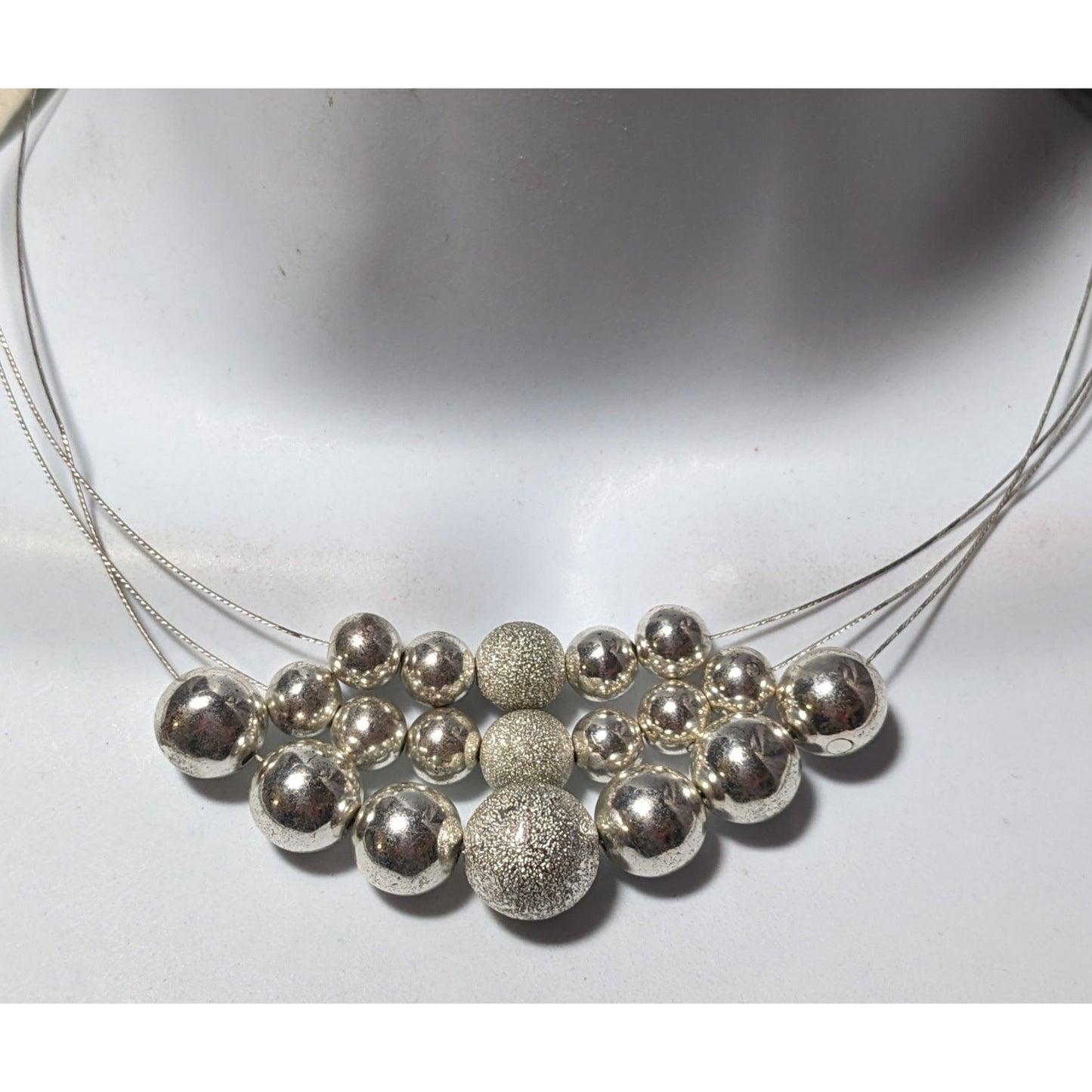 Elegant Multilayer Silver Beaded Necklace