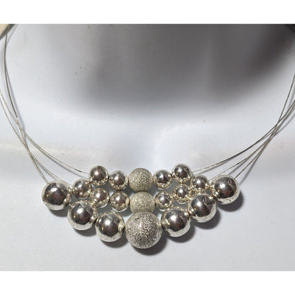 Elegant Multilayer Silver Beaded Necklace