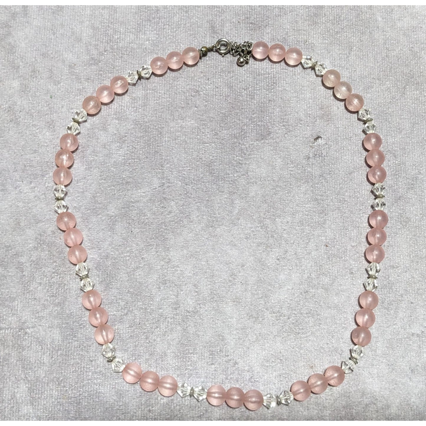 Coquette Pink And Clear Beaded Necklace