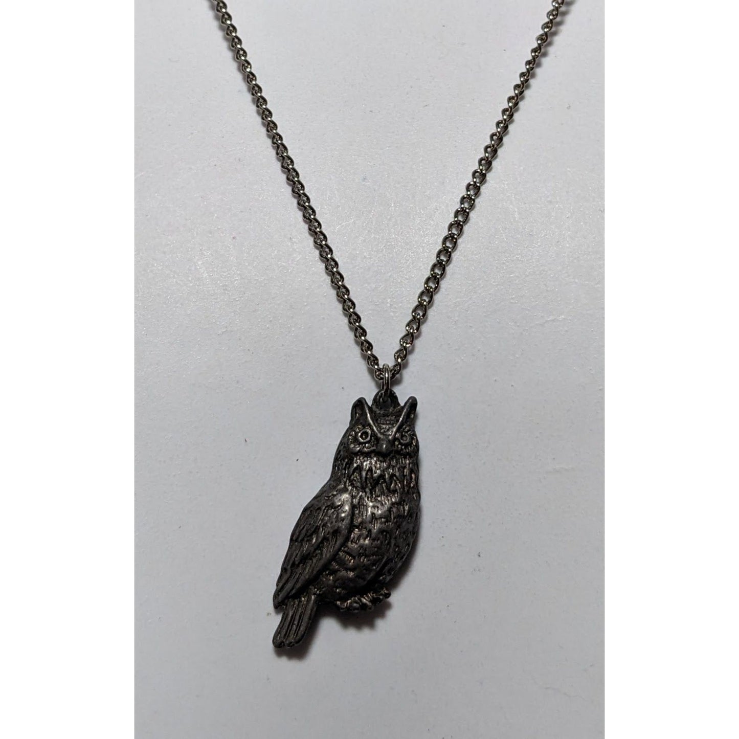 Vintage Minimalist Silver Owl Pendant Necklace