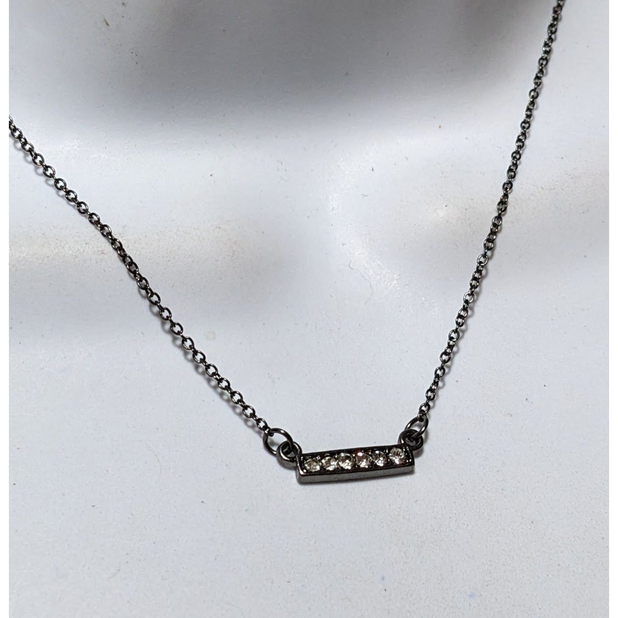 Minimalist Rhinestone Bar Pendant Necklace