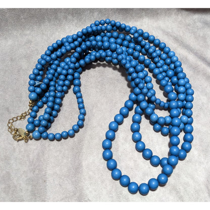 Lisa E Multilayer Blue Beaded Necklace