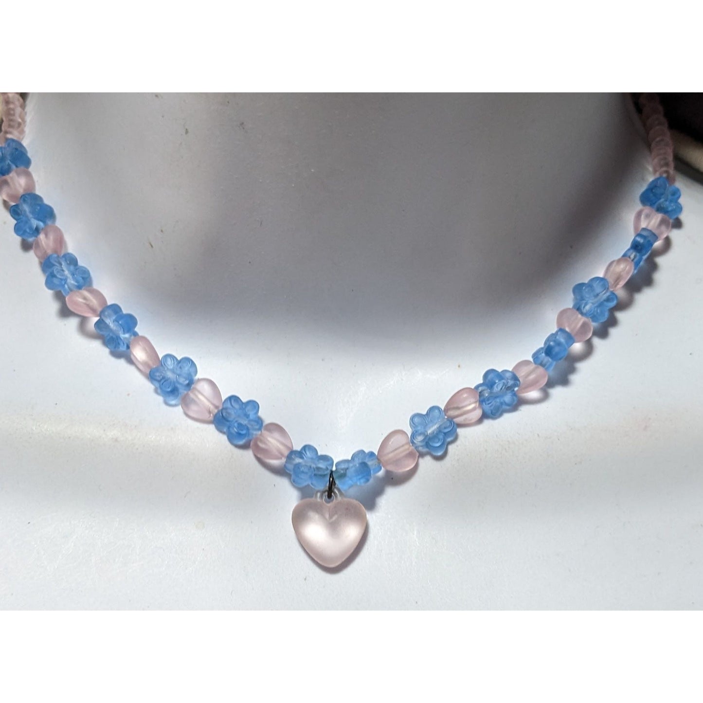 Kidcore Coquette Flower Heart Beaded Necklace