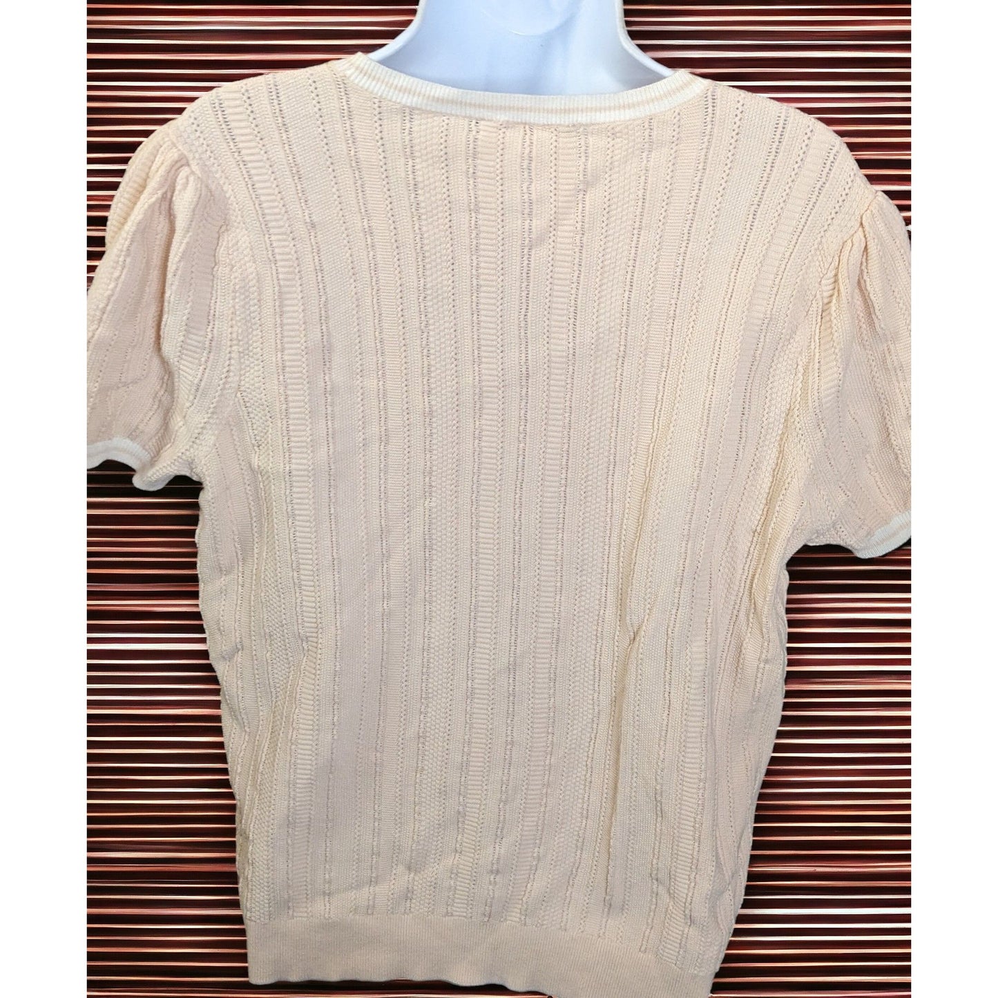 Lauren Ralph Lauren Cream Short Sleeve Knit Top