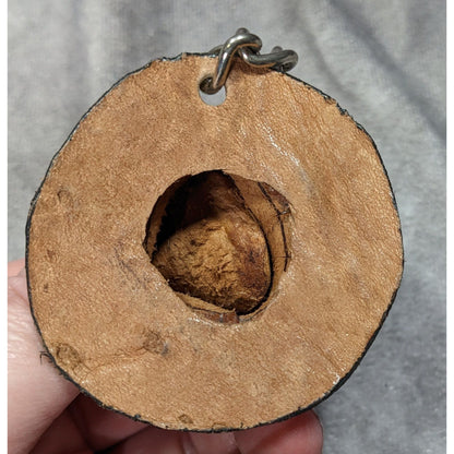 Vintage Handmade Leather Sombrero Keychain With Yellow & Blue Design