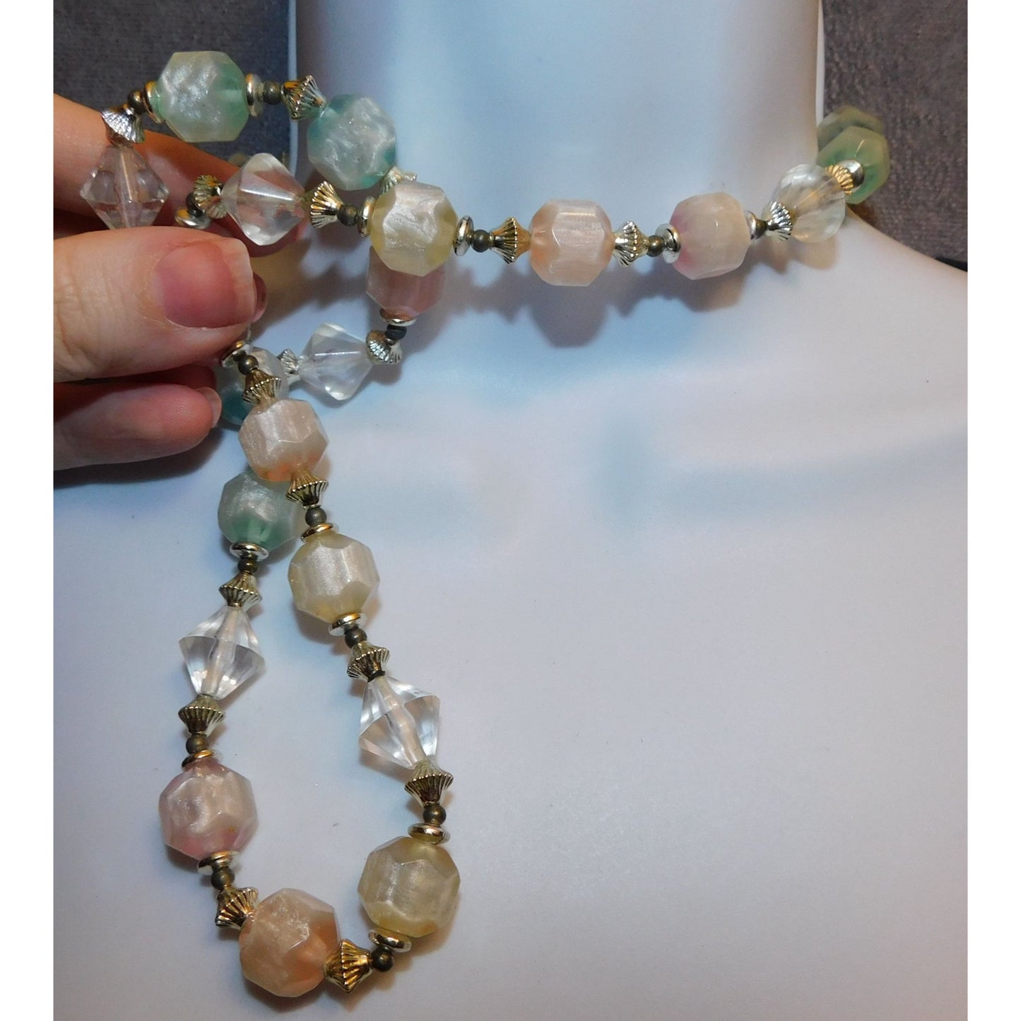 Chunky Pastel Shimmer Candycore Beaded Necklace