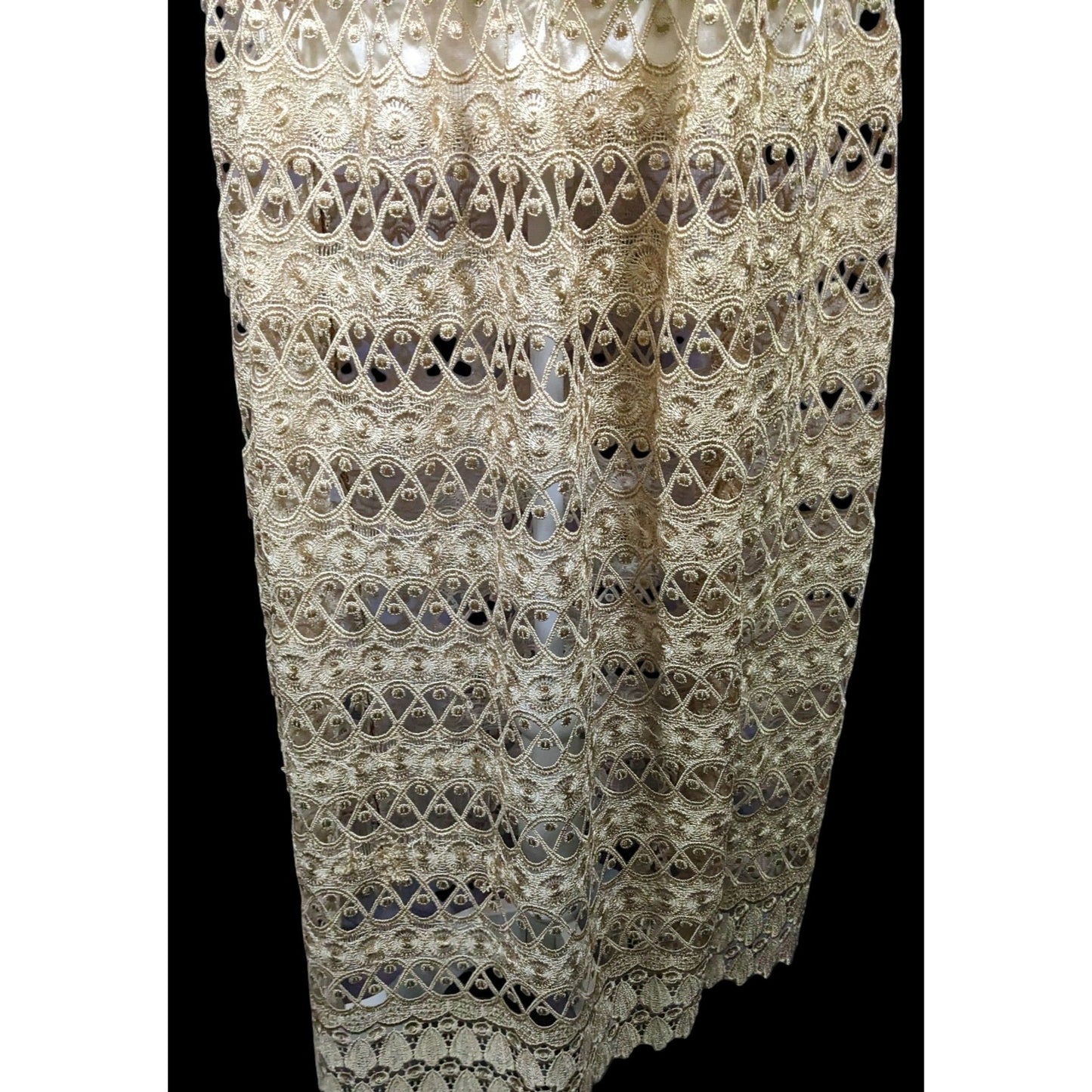 Vintage Handmade Crochet Lace Beige Maxi Skirt