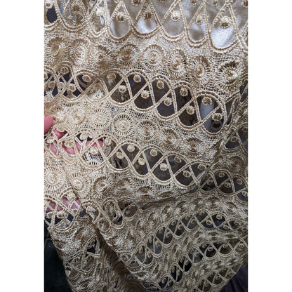 Vintage Handmade Crochet Lace Beige Maxi Skirt