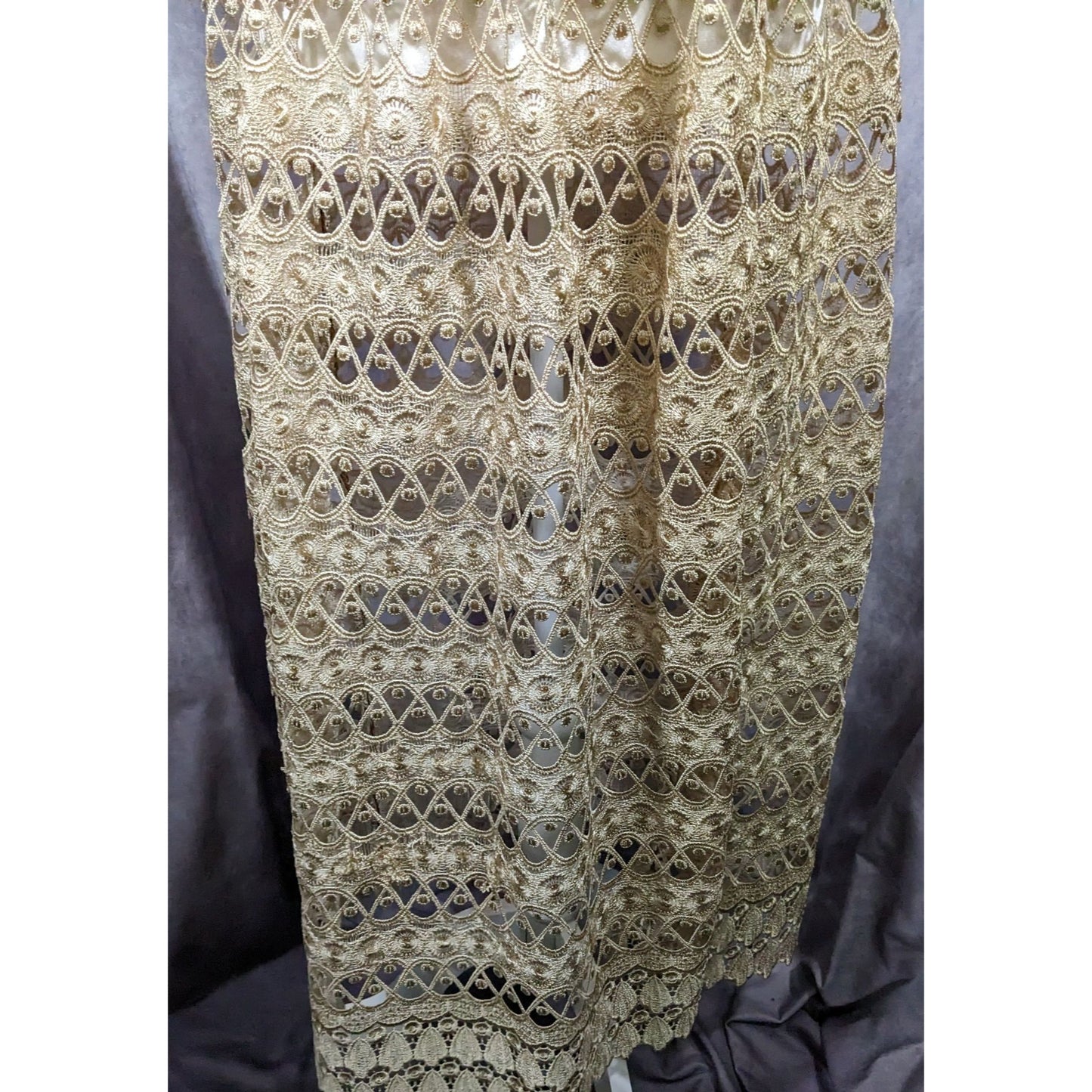 Vintage Handmade Crochet Lace Beige Maxi Skirt