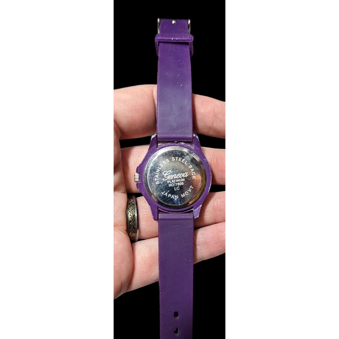 Geneva Platinum Purple Silicone Rhinestone Studded Watch