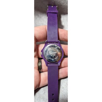 Geneva Platinum Purple Silicone Rhinestone Studded Watch