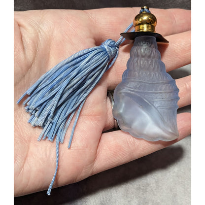 Mermaidcore Frost Glass Blue Seashell Mini Glass Bottle