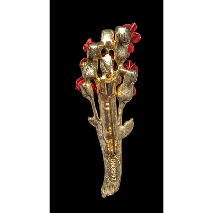 Vintage 90s Romantic DM Red Rose Bouquet Brooch
