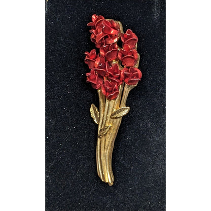 Vintage 90s Romantic DM Red Rose Bouquet Brooch