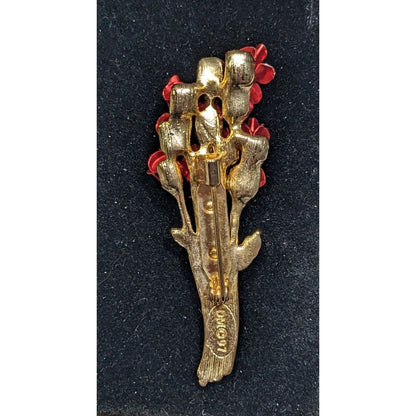 Vintage 90s Romantic DM Red Rose Bouquet Brooch