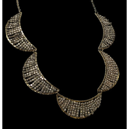 Retro Beaded Scalloped Metallic Necklace