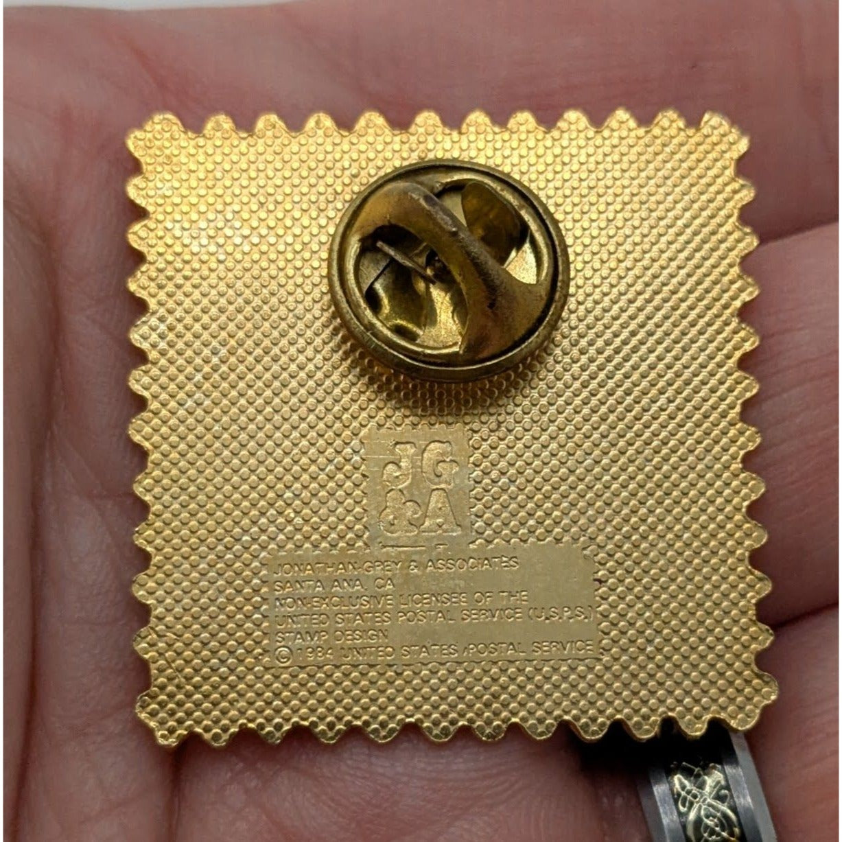 Vintage 1984 USPS Yellow Ladys Slipper 20¢ Stamp Lapel Pin By JG&A