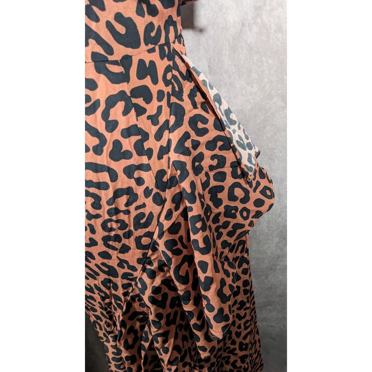 Lovers + Friends Ellie Midi Leopard Print Spaghetti Strap Ruffle Dress Size XS