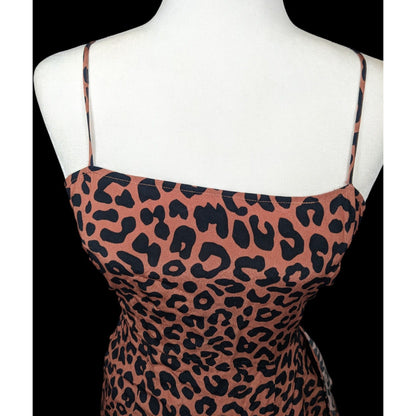Lovers + Friends Ellie Midi Leopard Print Spaghetti Strap Ruffle Dress Size XS