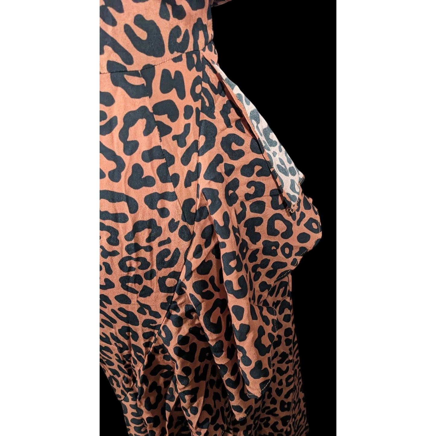 Lovers + Friends Ellie Midi Leopard Print Spaghetti Strap Ruffle Dress Size XS