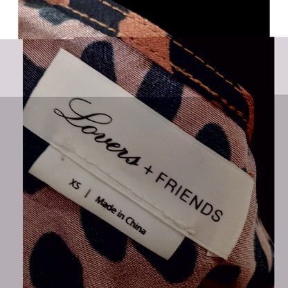 Lovers + Friends Ellie Midi Leopard Print Spaghetti Strap Ruffle Dress Size XS