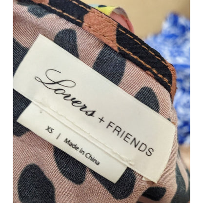 Lovers + Friends Ellie Midi Leopard Print Spaghetti Strap Ruffle Dress Size XS