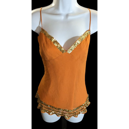Vintage Kenneth Cole Tank Top Gold Orange Boho Glam