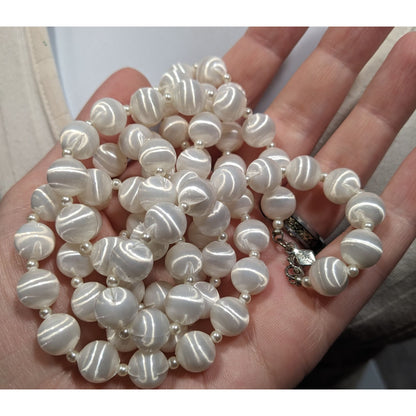 Vintage Sarah Coventry White Silk Beaded Necklace