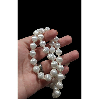 Vintage Sarah Coventry White Silk Beaded Necklace