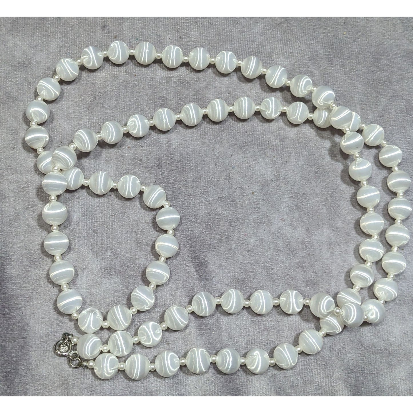 Vintage Sarah Coventry White Silk Beaded Necklace