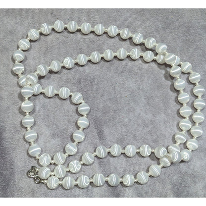 Vintage Sarah Coventry White Silk Beaded Necklace