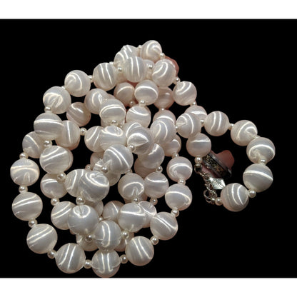 Vintage Sarah Coventry White Silk Beaded Necklace