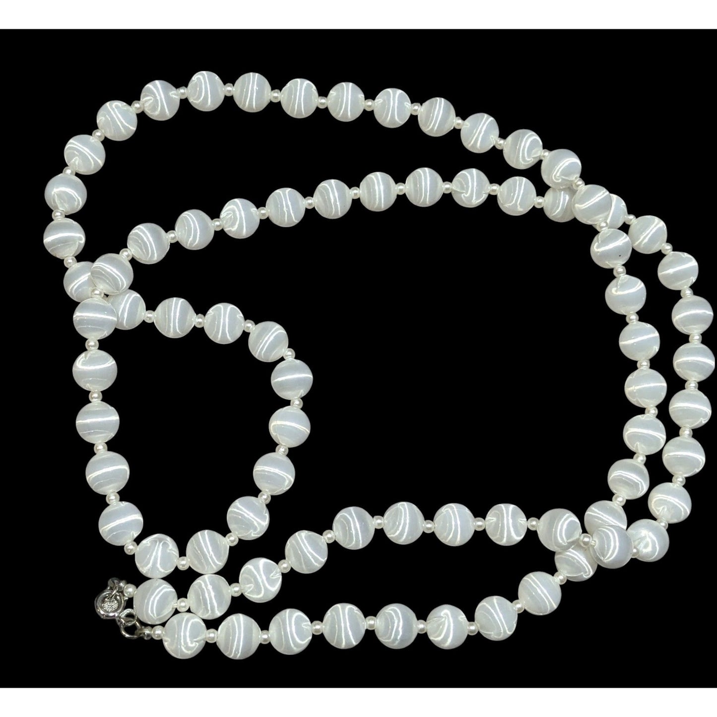 Vintage Sarah Coventry White Silk Beaded Necklace