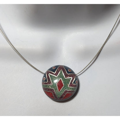 Vintage Crushed Stone Southwestern Sunburst Pendant Necklace