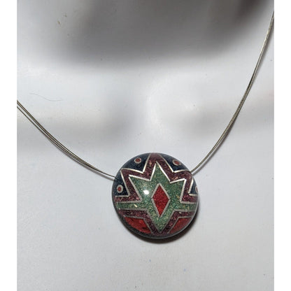 Vintage Crushed Stone Southwestern Sunburst Pendant Necklace