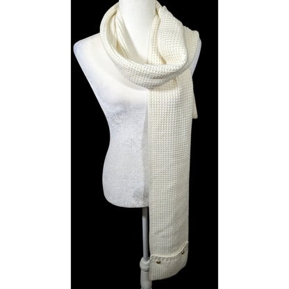 Michael Kors Cream Knit Rectangle Scarf With Pockets