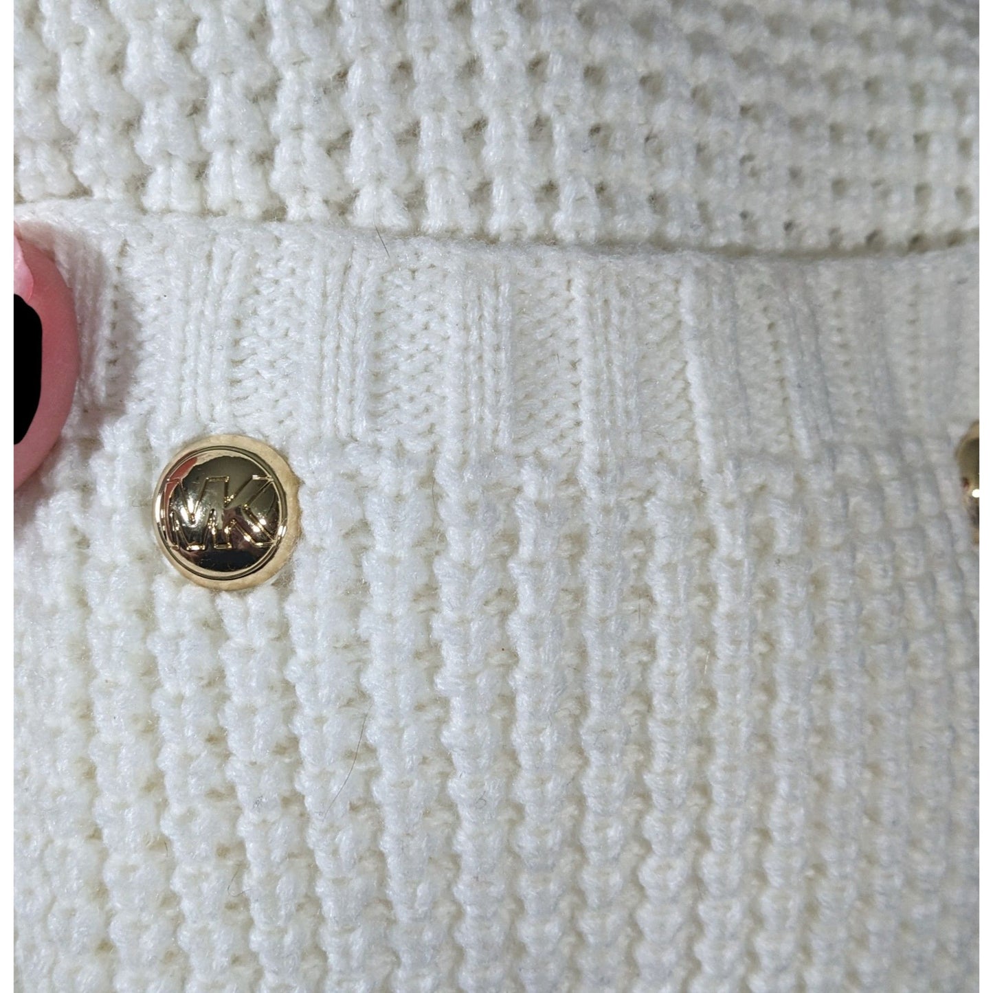 Michael Kors Cream Knit Rectangle Scarf With Pockets
