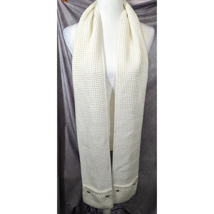 Michael Kors Cream Knit Rectangle Scarf With Pockets