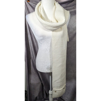 Michael Kors Cream Knit Rectangle Scarf With Pockets