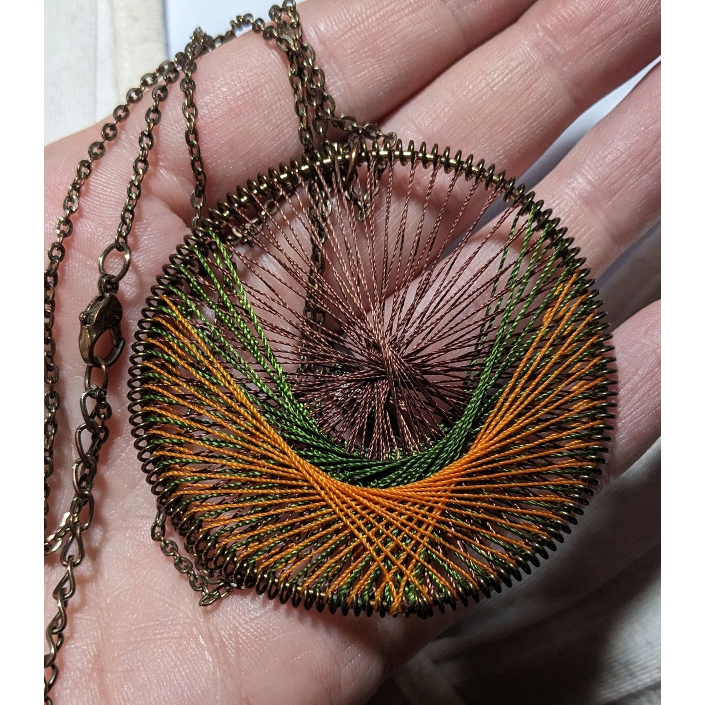 Earth Tone Macrame Threaded Pendant Necklace