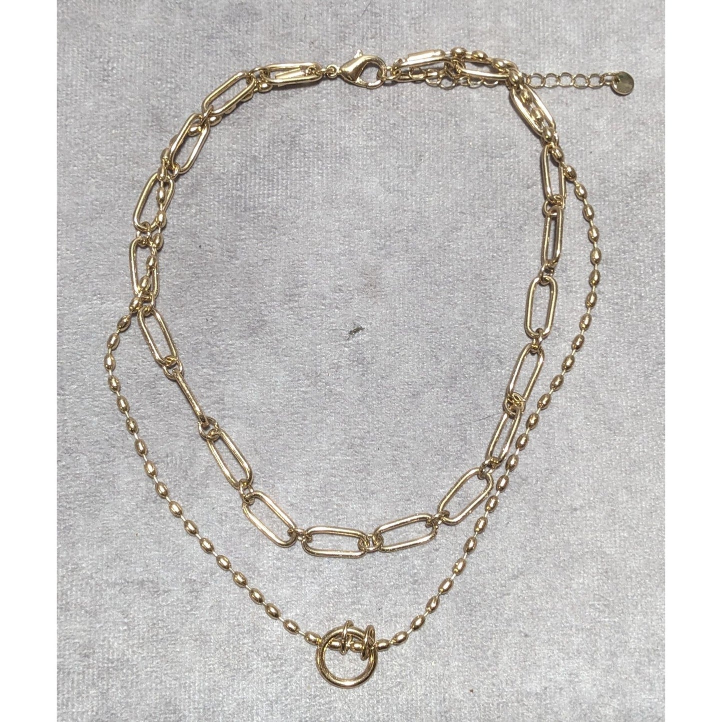 Halogen Layered Gold Chain Paperclip Necklace