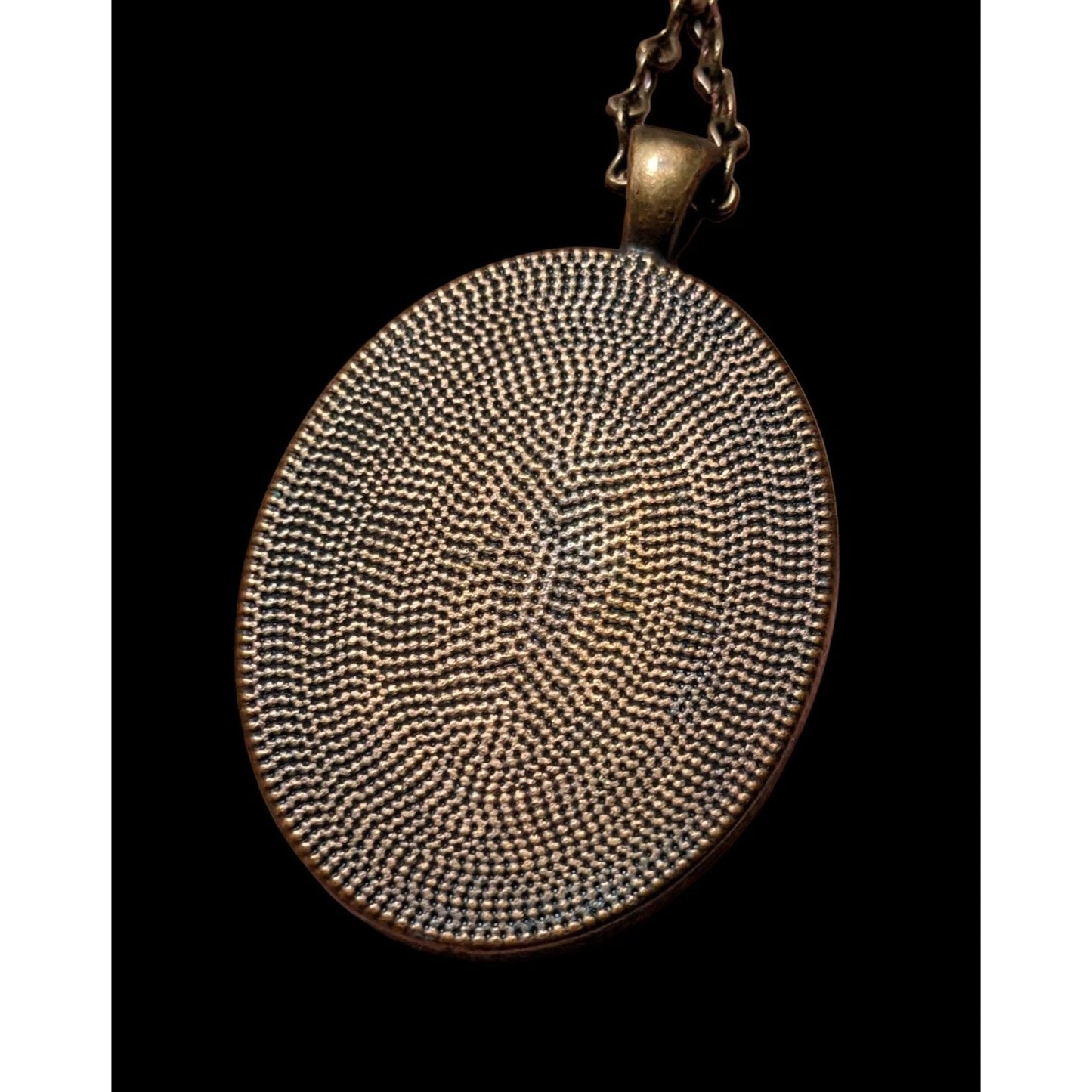 Abstract Art Print Oval Pendant Necklace