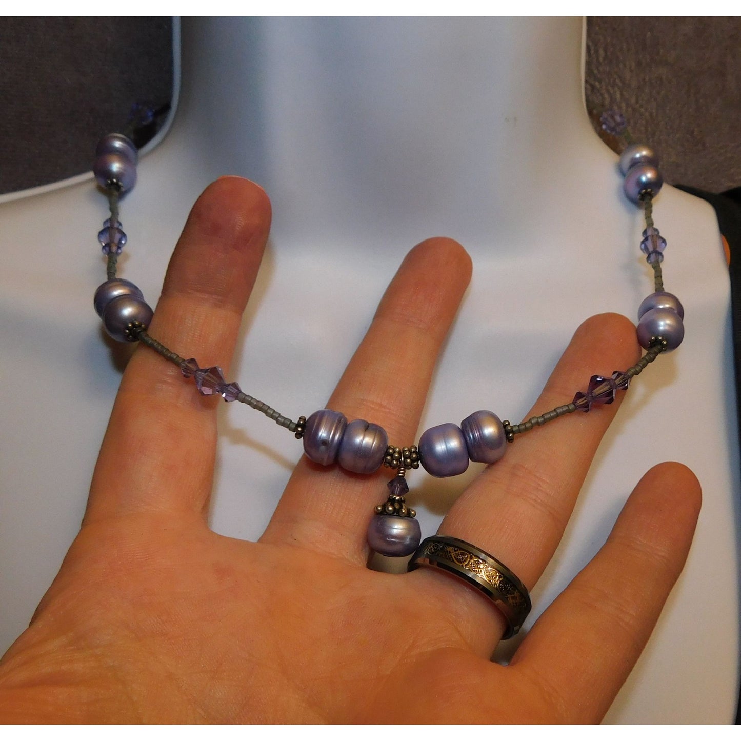 Whimsical Fairycore Purple Pearl Necklace