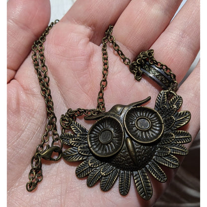 Gold Steampunk Owl Necklace